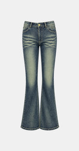 Vintage Washed Bootcut Denim Jeans