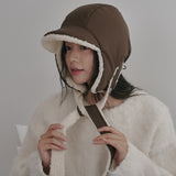 Leather Poddle Padding Balaclava (Brown)