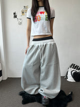 Seazny Contrast Side Pintuck Balloon Pants with Keyring 4color