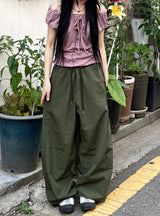 Irmi Nylon Bizo Snap Wide Pants