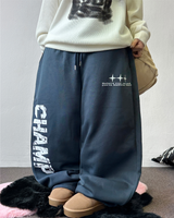 フリースラインドビーディドタトゥーレタープリントワイドロングパンツ 🖤✨ 3 COLOR