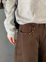 フィットフリー リベットステッチ ワイドパンツ