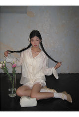 Lily frill shirring lace skirt