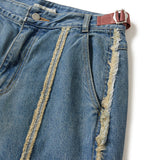 Ragged denim pants / Light blue