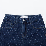 ダークブルードットデニムパンツ code 21100