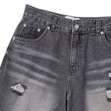 25SS ヘムラインデストロイドデニムショートパンツ グレー