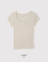 Dot Slim U-neck Short Sleeve T-shirt (3color)
