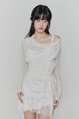 リリーカウルリボントップス ivory