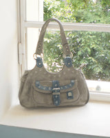 Chaper buckle belt leather shoulder bag
