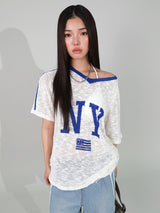 NY FLAG V-NECK KNIT IVORY