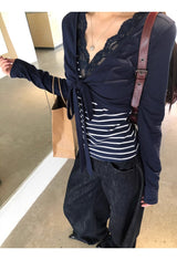 Bolero Layered Stripe Long Sleeve Top