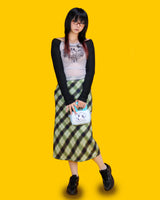 retro green long skirt