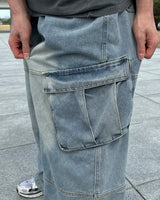Logan Denim Cargo Pants(Light Blue)