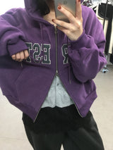 レタリングフリースフーディージップアップ (3 Colors)