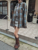 ビンテージピーチオーバーサイズフィットチェッカーシャツ