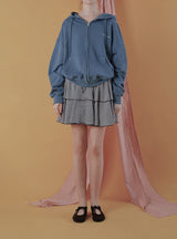 Fluffy double skirt_stripe black