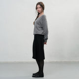 レイヤードVネックニットプルオーバー [MELANGE GREY]