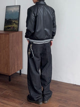 Twin Line Leather Jacket (2color) (No.995)