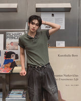 ウィート ピグメント リブ マッスル ヘンリーネック 半袖Tシャツ