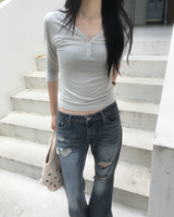 Lowrise grey washing boots cut pants