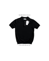 ASCLO リネン 3 ボタンカラー半袖ニット (7color)