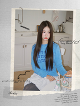 ブルーレタリングラウンドロングスリーブTシャツ