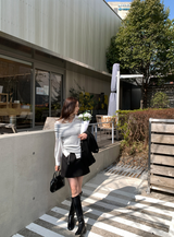 ラヴィーニュ シンプル Aライン ベルト付き ミニスカート