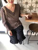 Button henley neck knit