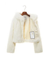 COMELY soft fur crop hoodie jacket [ivory]