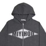 LOGO HOODIE KNIT ZIP-UP ( CHARCOAL )