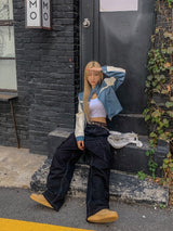 Peer One Track Crop Leather Jacket