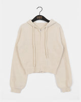 Ronky Two Way Cropped Hooded Knitwear Zip-Up