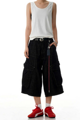 Black Cargo Cropped Jeans