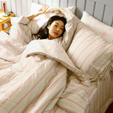 Starry Pink Stripe Duvet Cover - K size