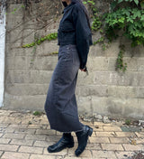 ブラックルーズフィットクロップドデニムジャケット code 20003
