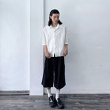 Sheer Openwork Knit Short Sleeve Shirt