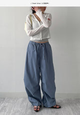 [Unisex] ストッパー パラシュート バンディング ワイド パンツ