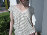 レースストライプTシャツ
