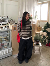 デトニーピンタックデニムワイド裏起毛パンツXL