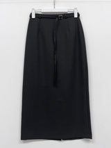 Lara Tweed Belted H-Line Long Skirt