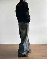 Stud Patch Denim Pants