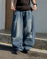 Part Blue Wash Distressed Denim