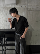 ファビエンコーデュロイヘンリーネック