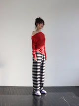 ONE-SHOULDER ELASTIC T (RED)