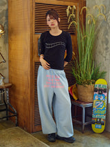 WASHED WIDE SWEATPANTS LIGHT BLUE