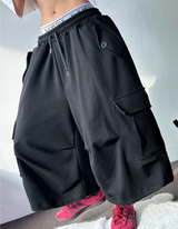 HIP LONG POCKET PARACHUTE CARGO BERMUDA 🤎🩶🖤🤍4COLOR