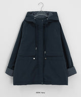 Pump Check Color Matching Hood Bomber Padding Jumper