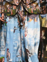World' Print Pleated Skirt
