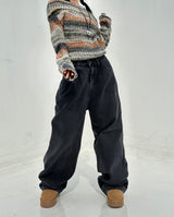 (UNISEX/ S-3XL) BALLOON DARK BLUE WIDE HAREM UNISEX PANTS