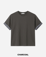 ターンバック クロップド ロールアップ ショートスリーブ Tシャツ
